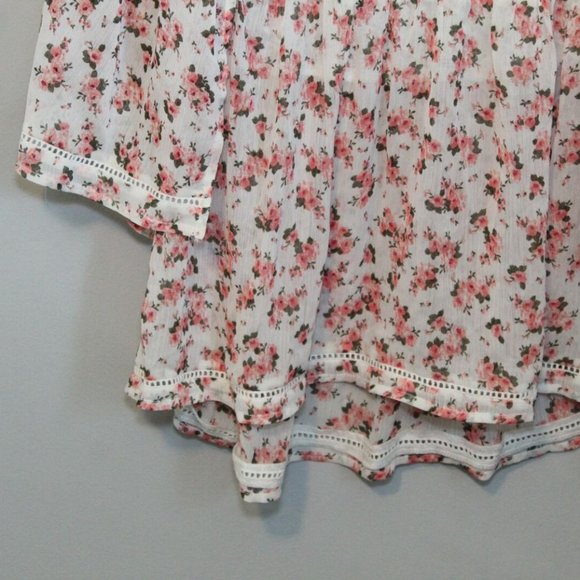 Torrid Floral Lace Chiffon Blouse Ivory H10946 - Picture 7 of 10